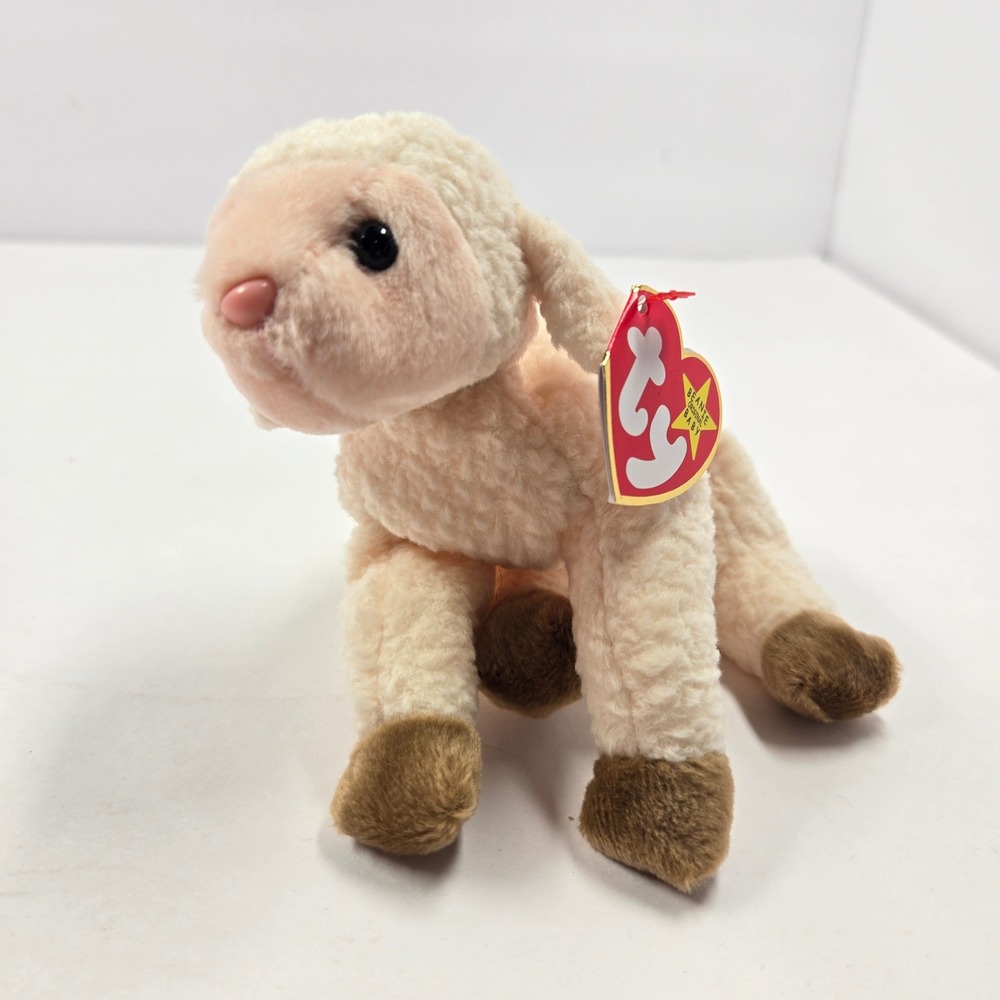 Ty Beanie Baby Ewey the Lamb Plush 1998 Birth Date Cream Sheep 4240